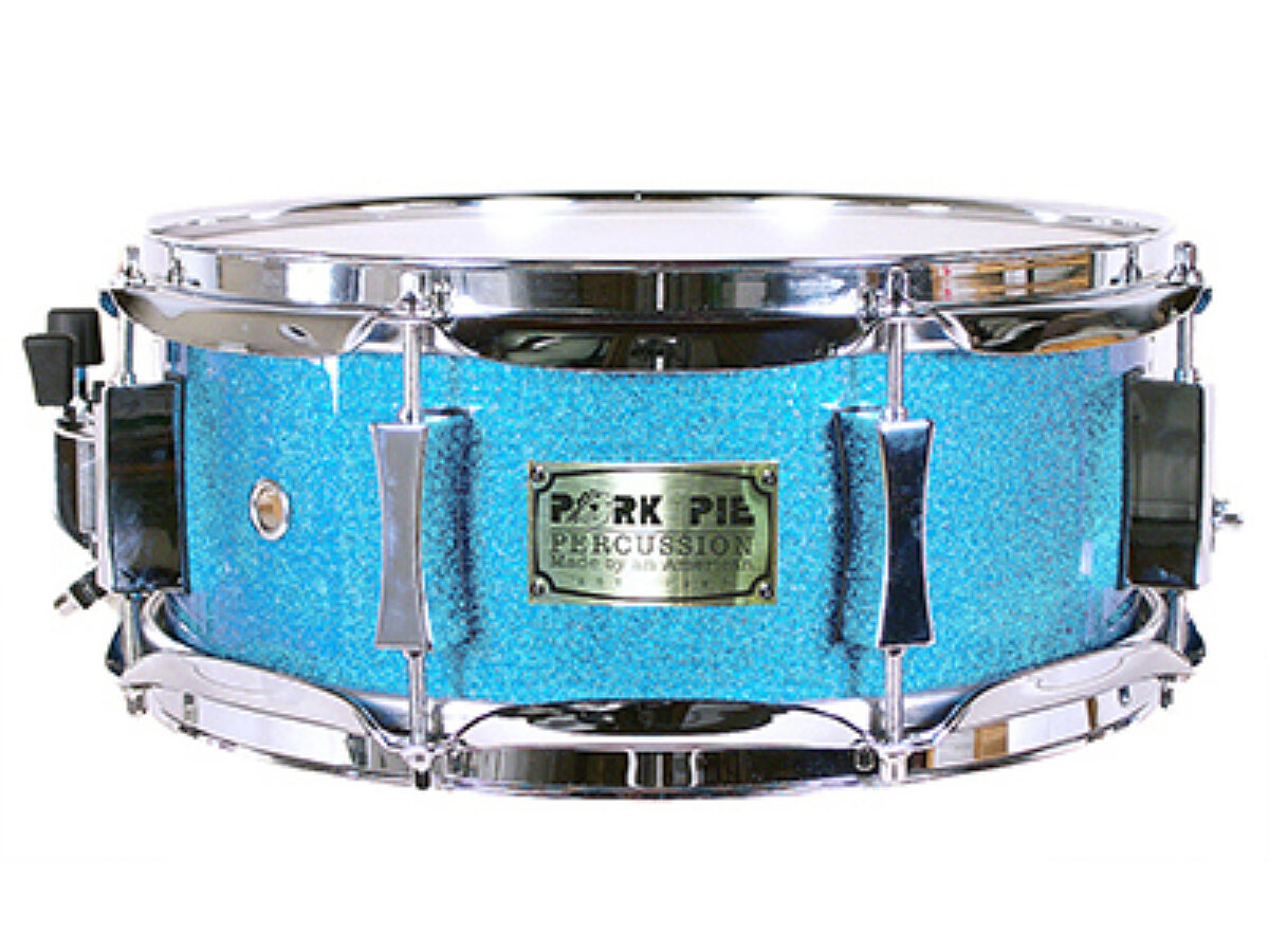 Pork Pie USA Custom Snare Drum 5" x 14" - Aqua Sparkle